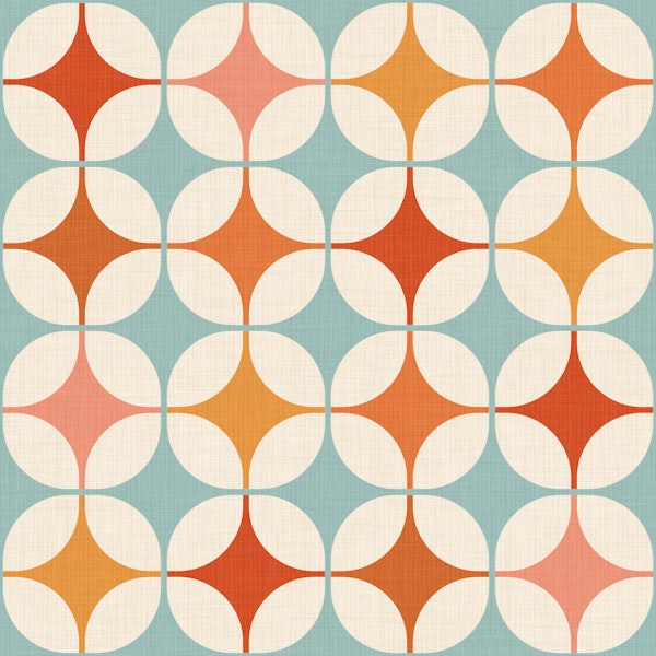 retro mod atomic squares - orange aqua blue
