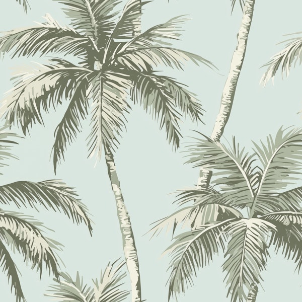 Seafoam Palm Leaves Pattern