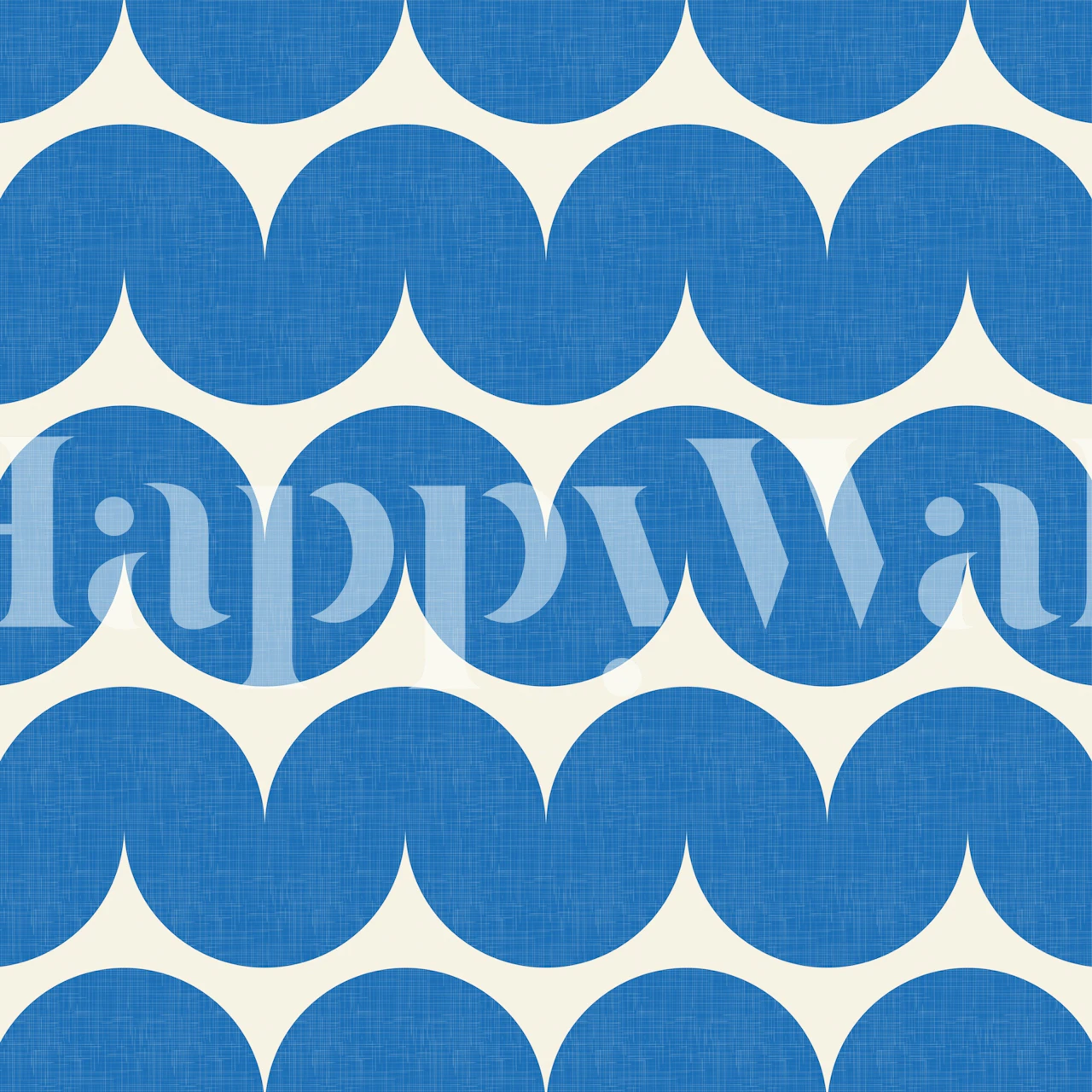 Bold blue geometric waves wallpaper design