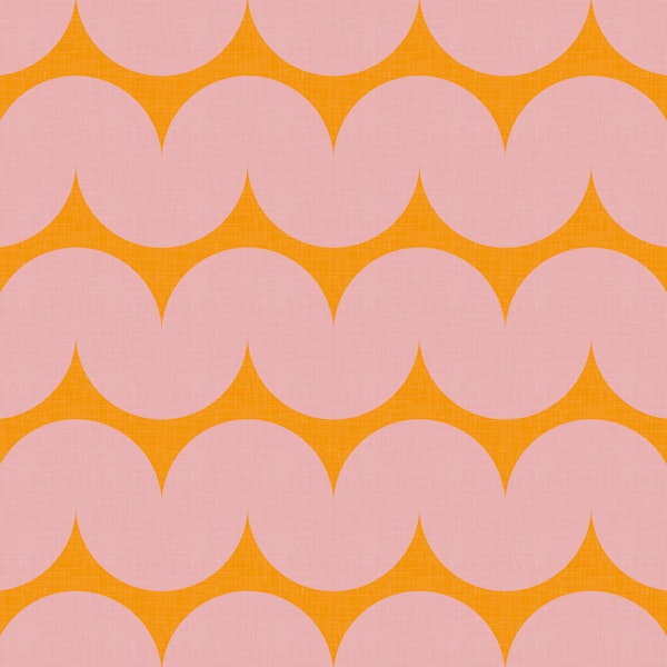 Bold Blush Pink Marigold Geometric Waves WM