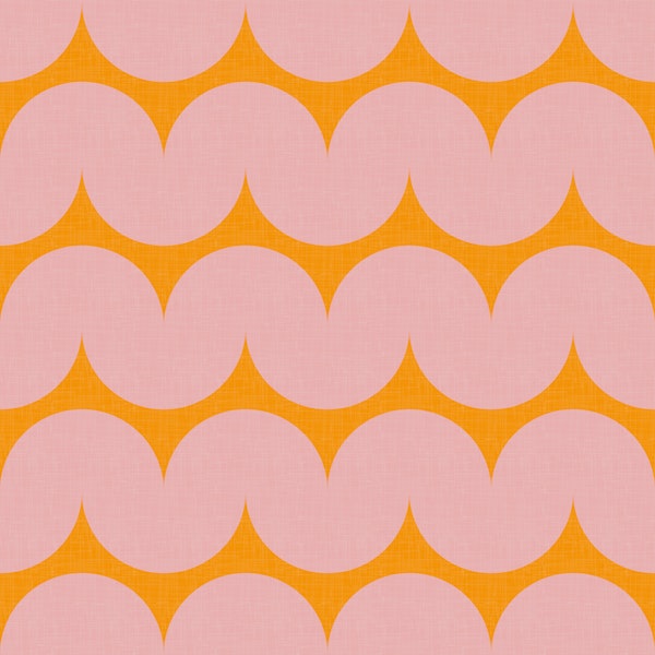 Bold Blush Pink Marigold Geometric Waves WP