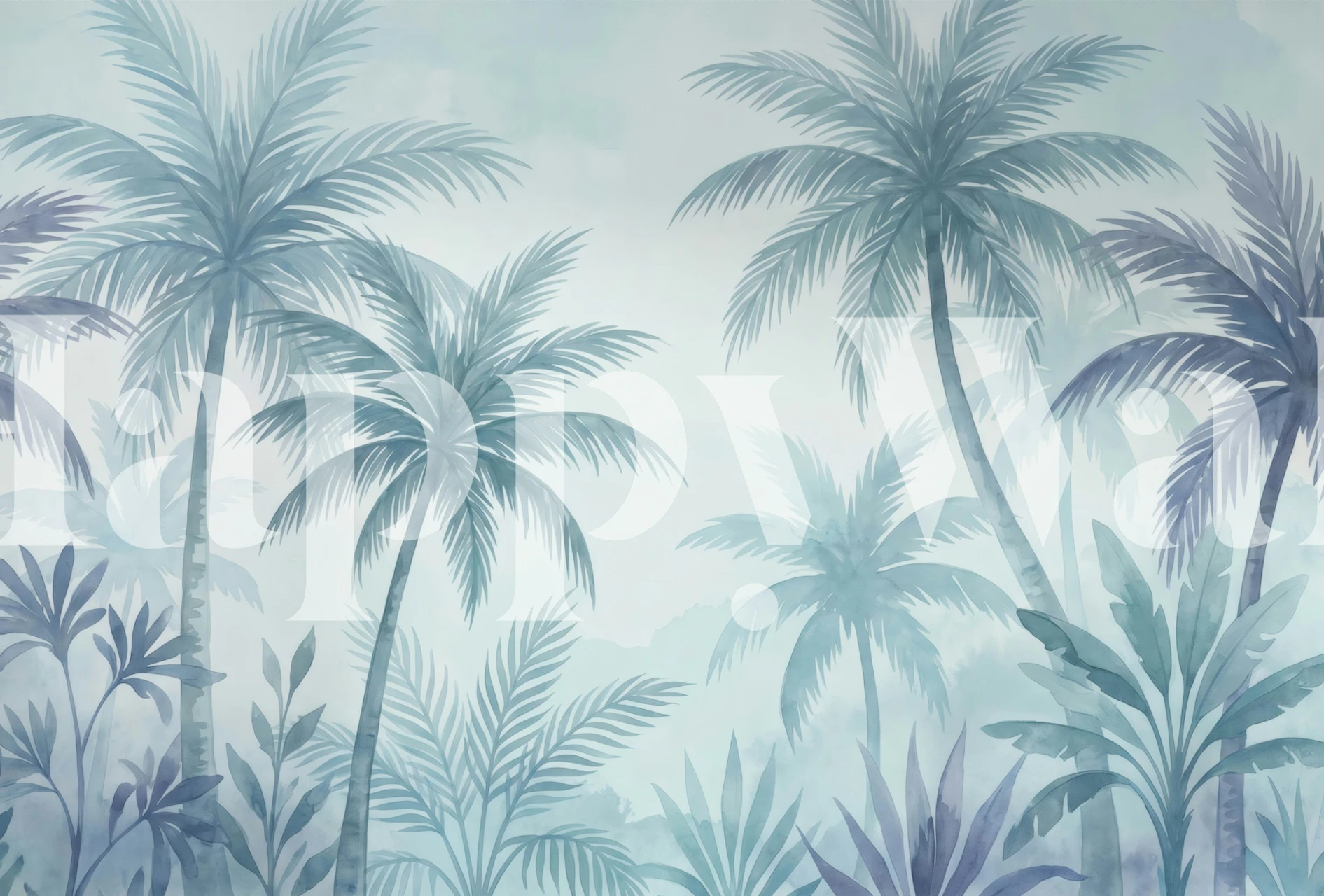Misty Palm Jungle wallpaper in a room