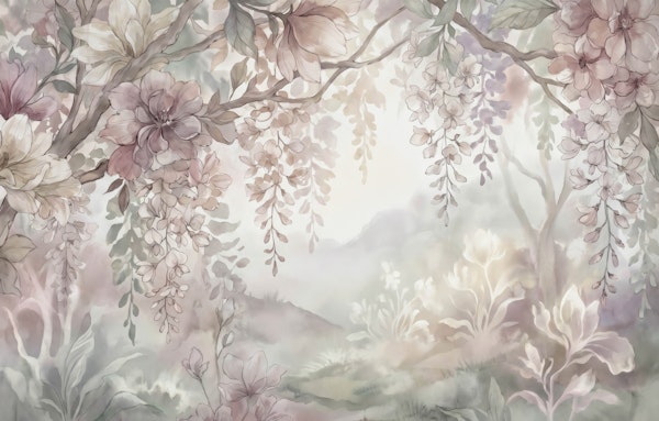 Misty Garden Blossoms