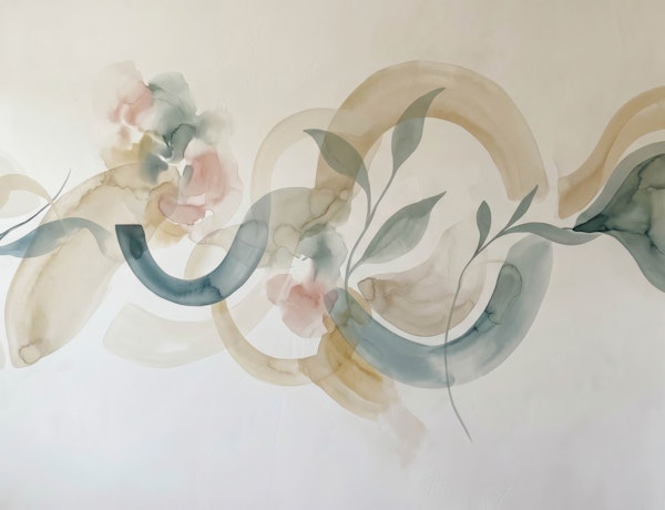 Sage Blush Watercolor Waves
