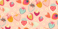 happy tossed strawberries on light Rose wallpaper