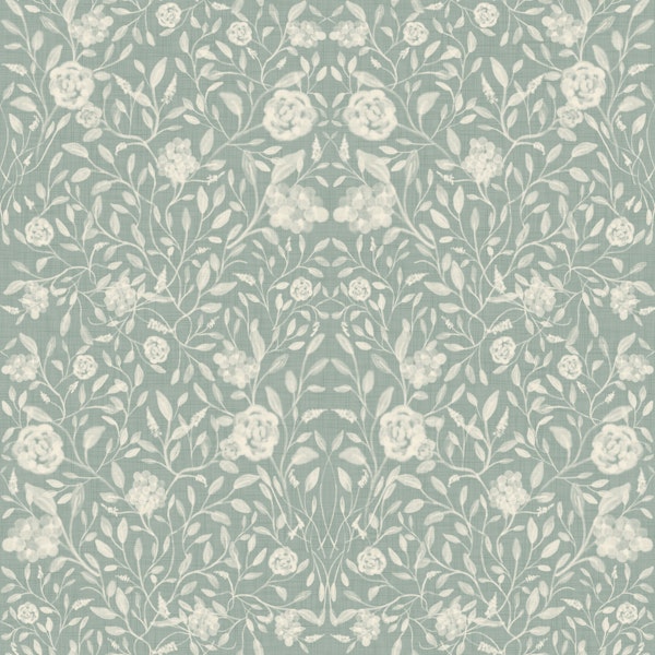 Sage Blue Heirloom Floral Pattern