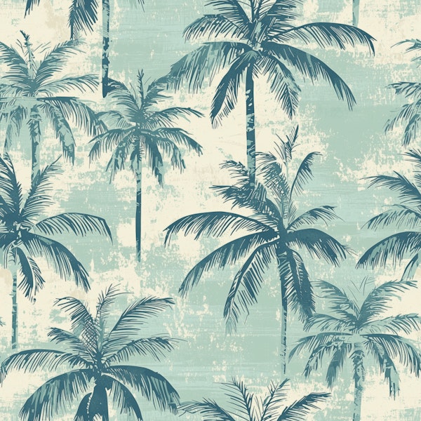 Weathered Palm Tree Sketch Pattern