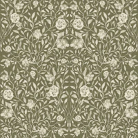 Olive Green Heirloom Floral Pattern wallpaper
