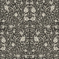 Charcoal Botanical Cottage Pattern wallpaper