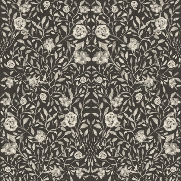Charcoal Botanical Cottage Pattern