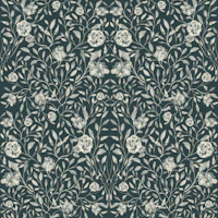 Moody Teal Heirloom Floral Pattern wallpaper