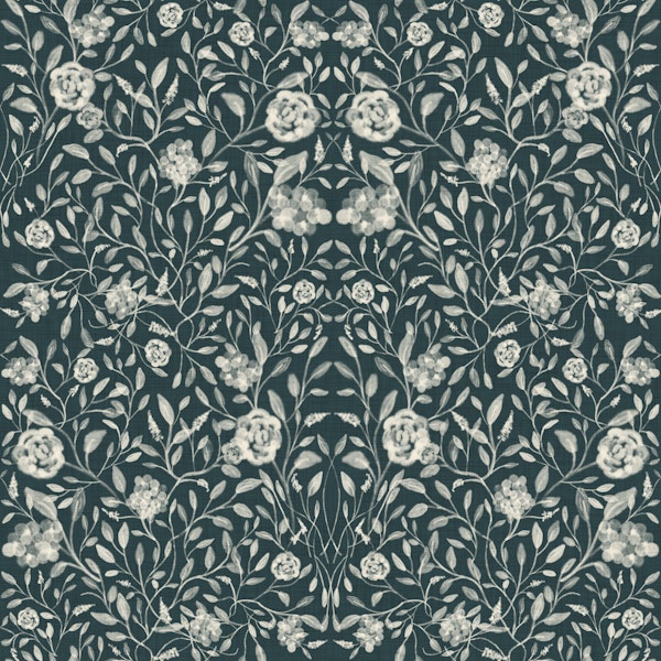 Moody Teal Heirloom Floral Pattern