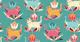 bright cats and tulips Turquoise