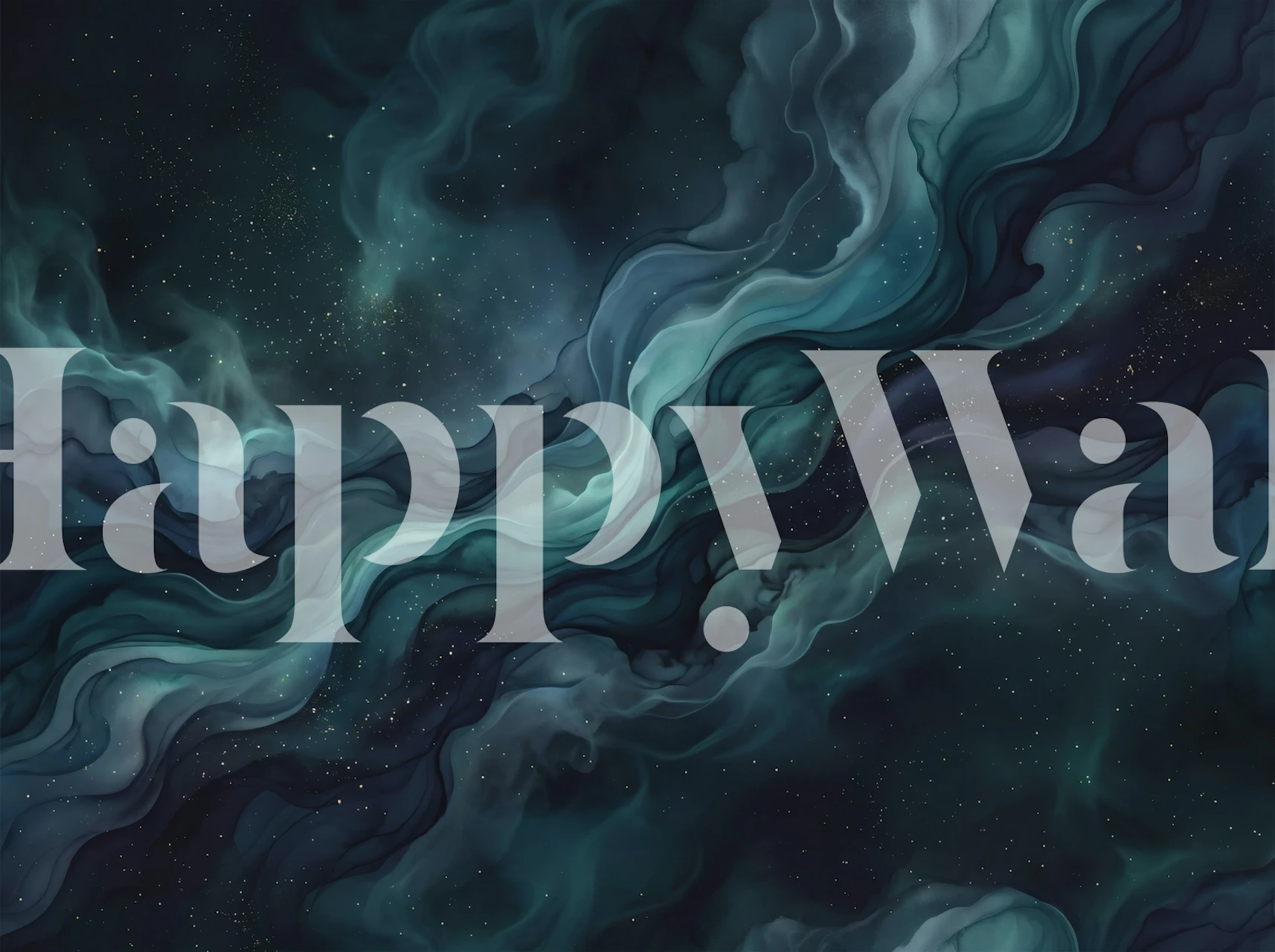 Midnight Teal Nebula wallpaper in a room