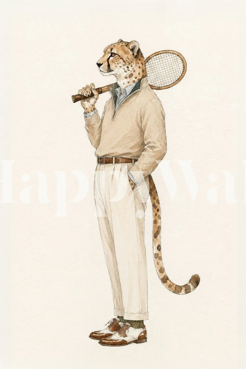 Tennis Cheetah wallpaper in a room setting