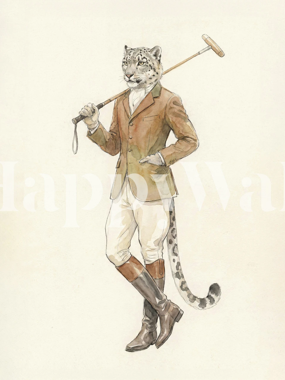 Tapet cu model leopard într-o cameră cu portret croquet