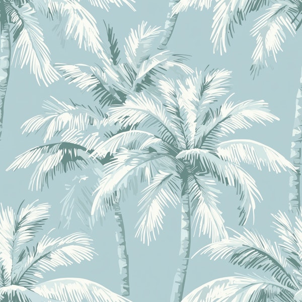 Vintage Palm Grove Blue Pattern