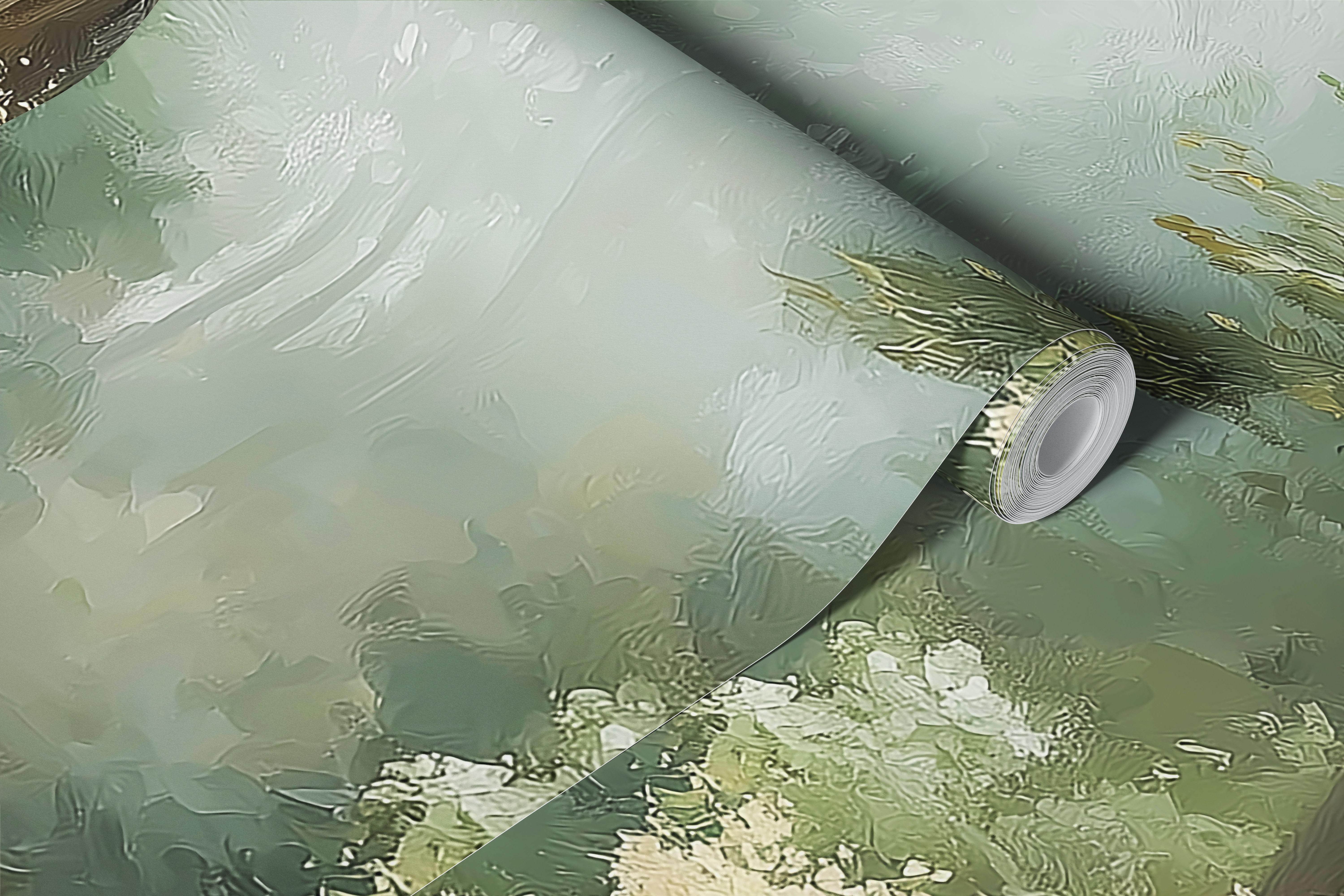 Forest wallpaper in a room with trees and flowers