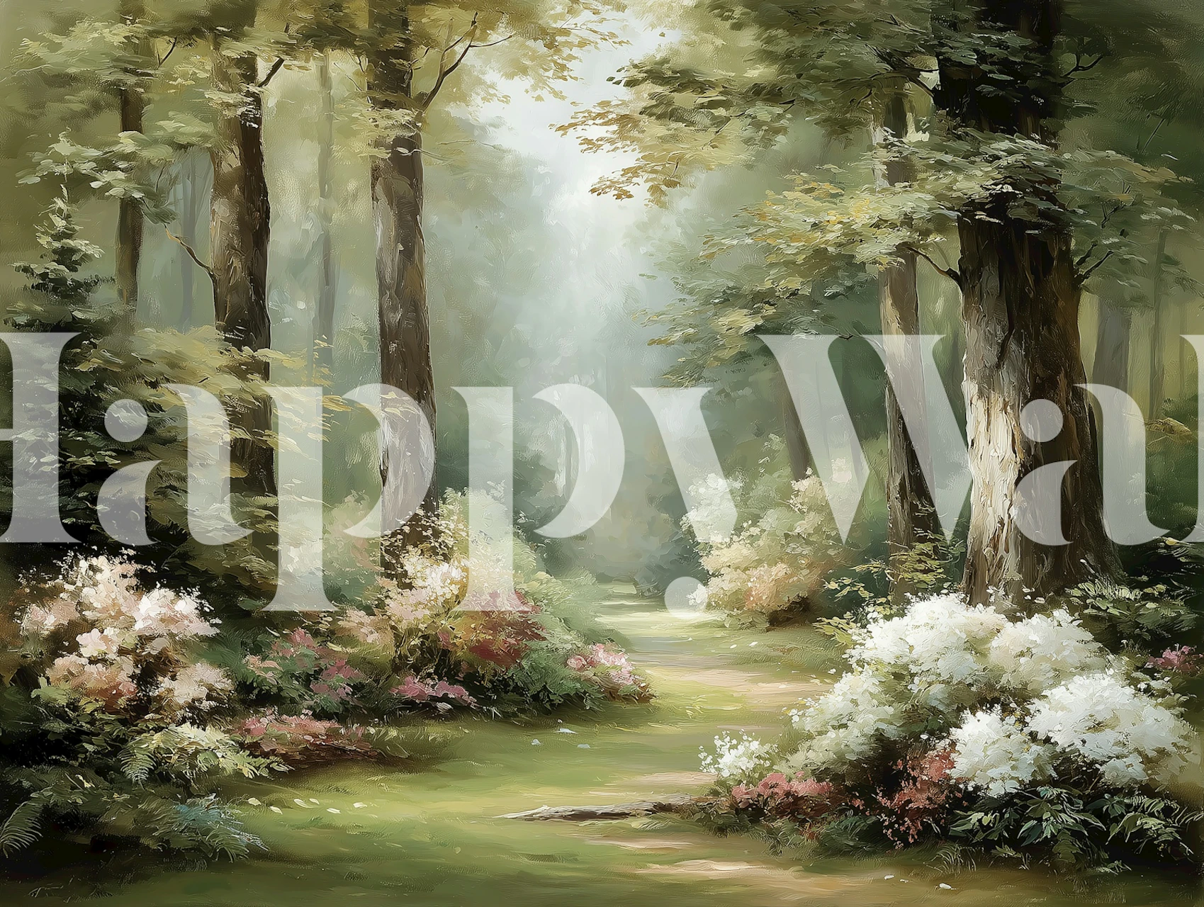Serene Garden Forest Walk wallpaper