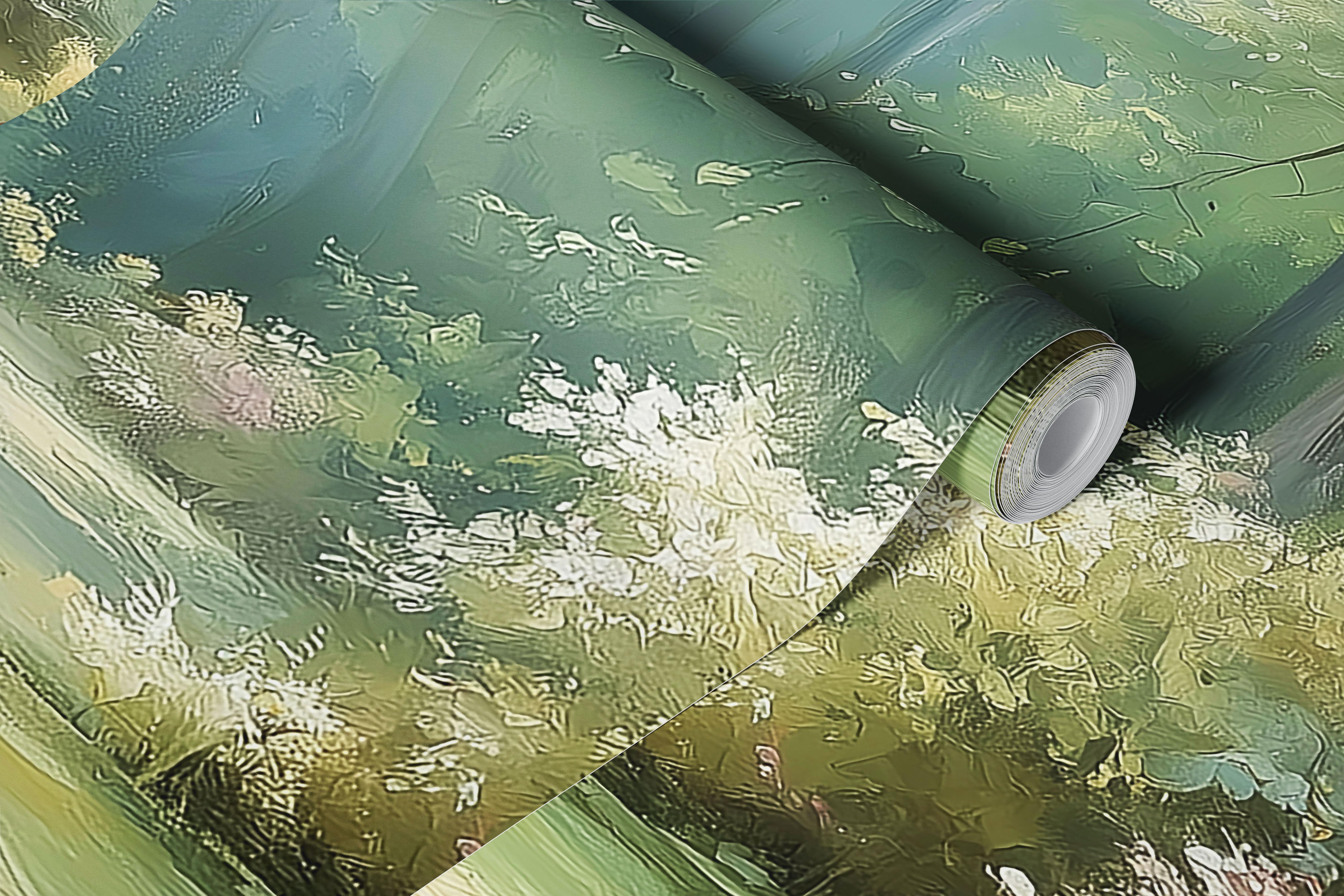 Papel de parede com margaridas de primavera na floresta, num quarto