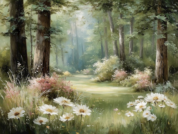 Spring Daisies in the Woods