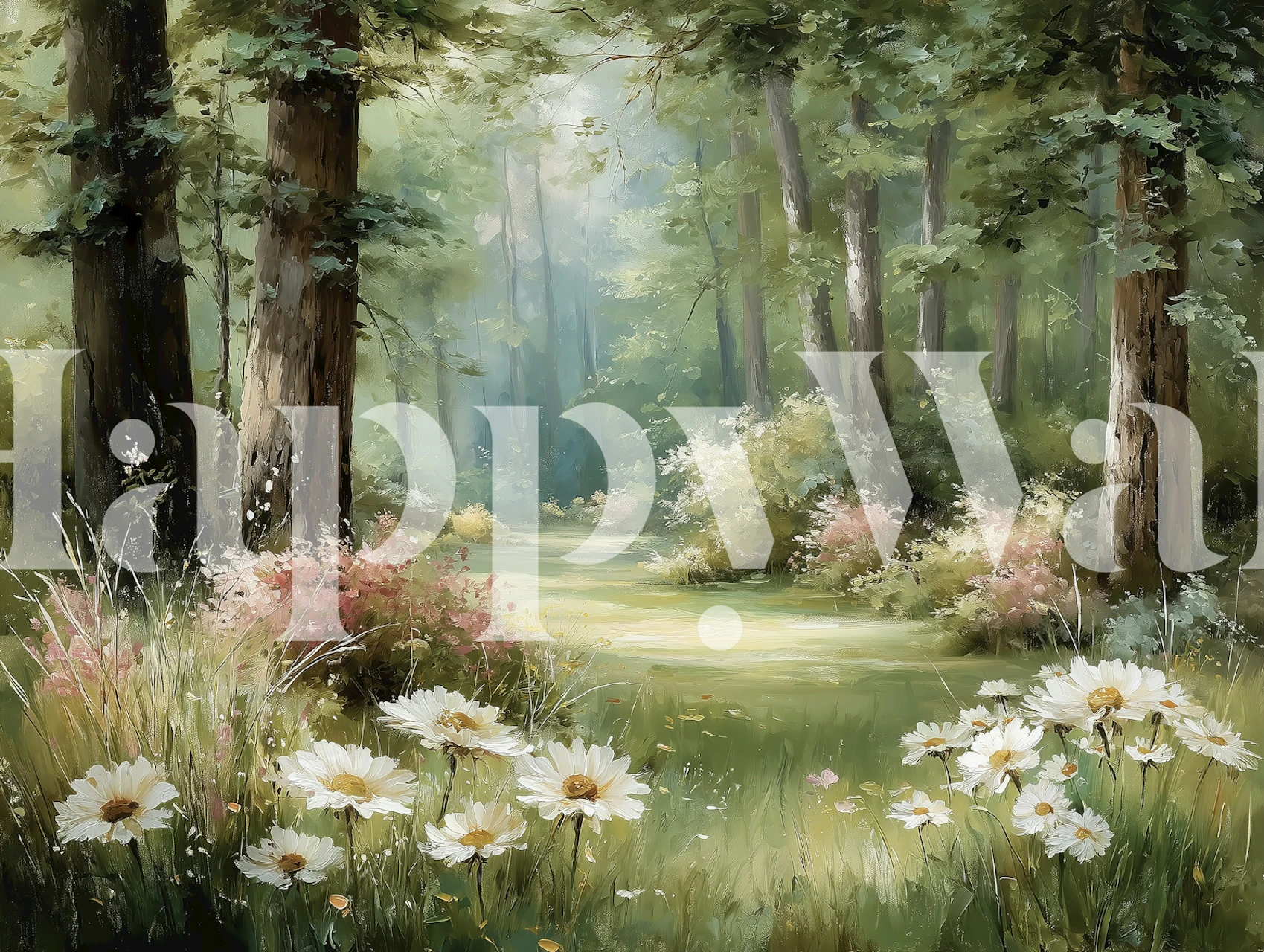 Spring Daisies in the Woods wallpaper