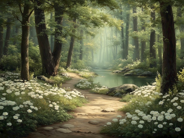 Quiet River in Deep Woods