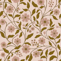 Wildflower Vine - Pink and Green behang