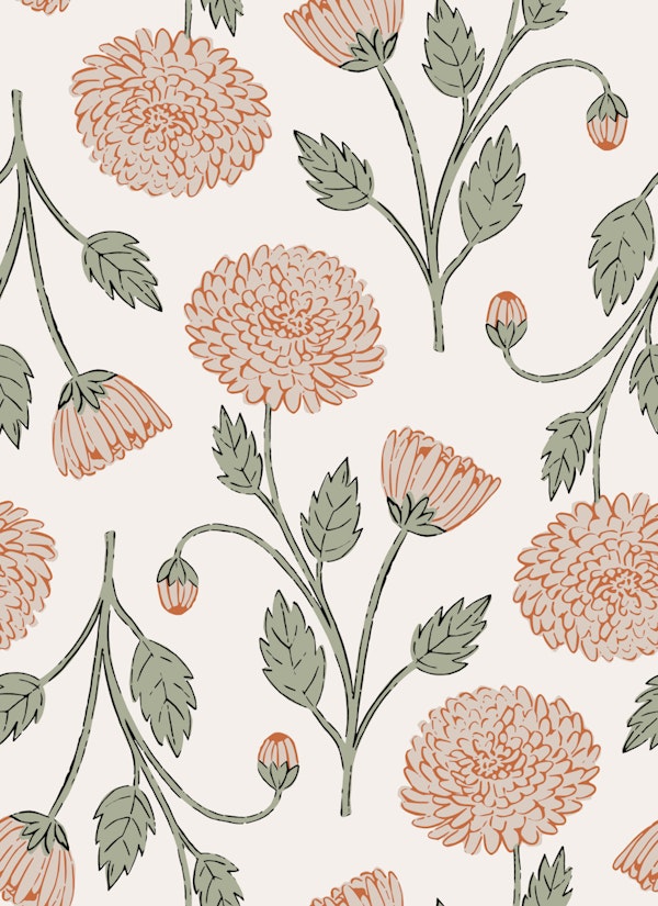 Vintage Botanical Chrysanthemums