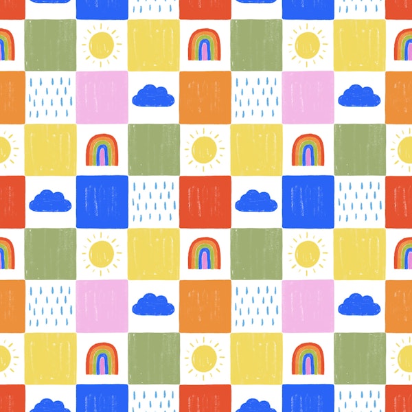 Sunny Rainbow Checkerboard