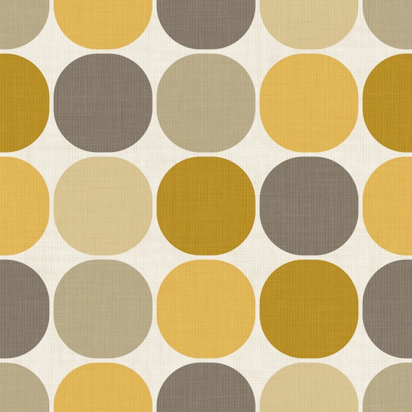 Retro Mod Squared Circles - mustard taupe
