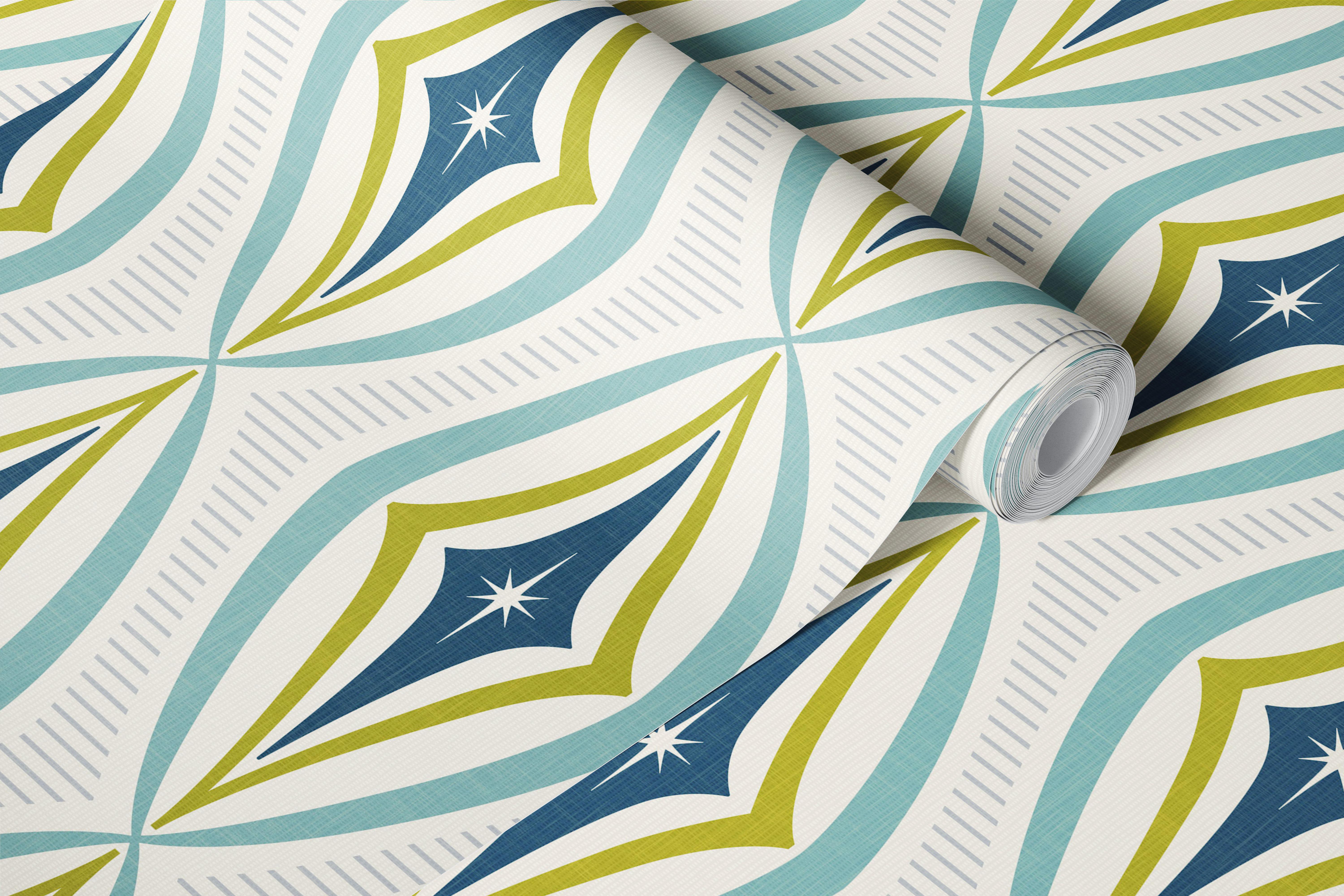 Retro atomic diamond tapet i et moderne rum