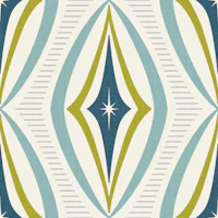 retro atomic diamonds - teal lime green tapete
