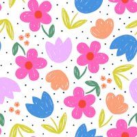 Cute Spring Flowers and Polka Dots tapety