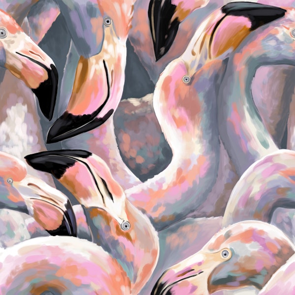 Colorful handpainted flamingos Medium
