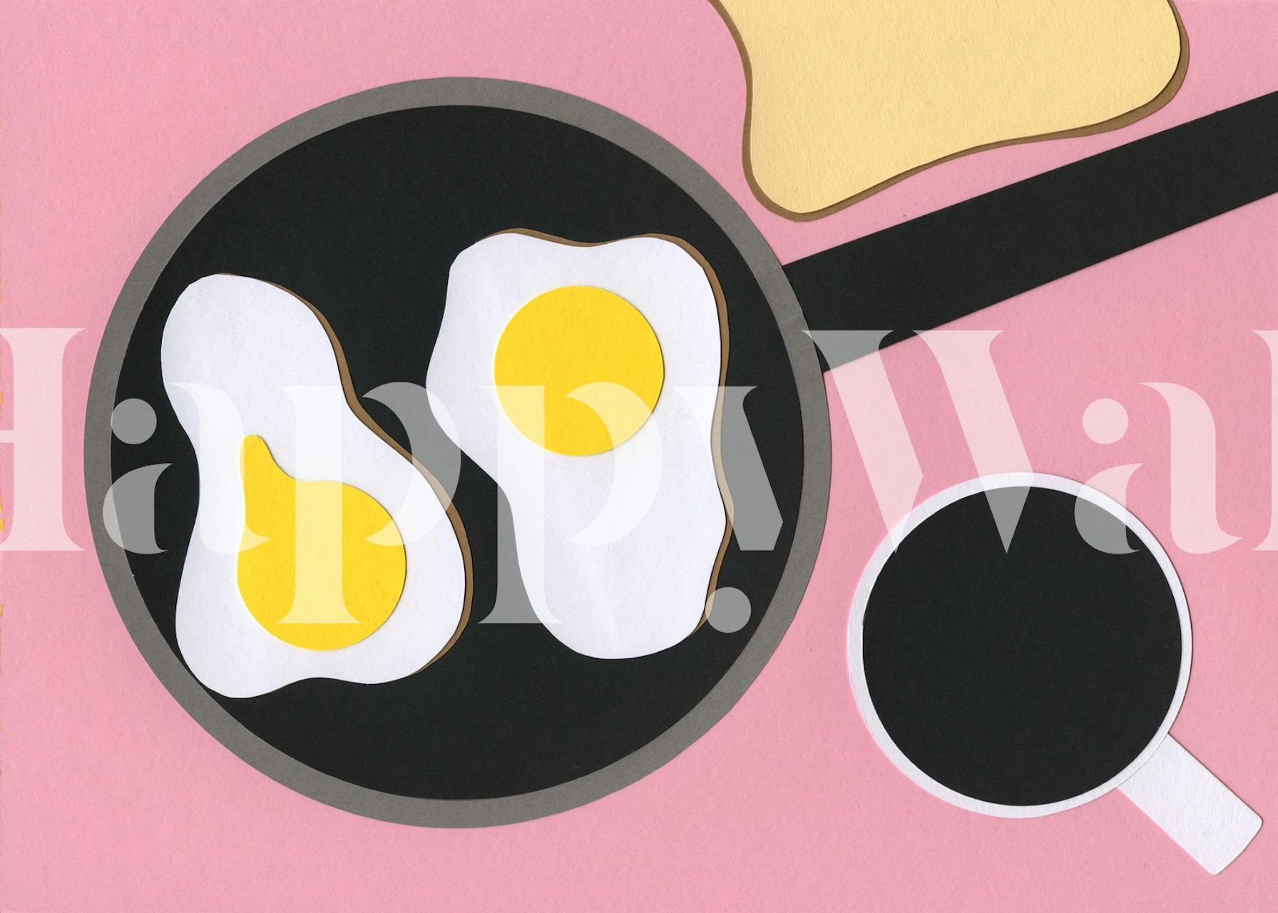 Artistic wallpaper with stylized breakfast illustration