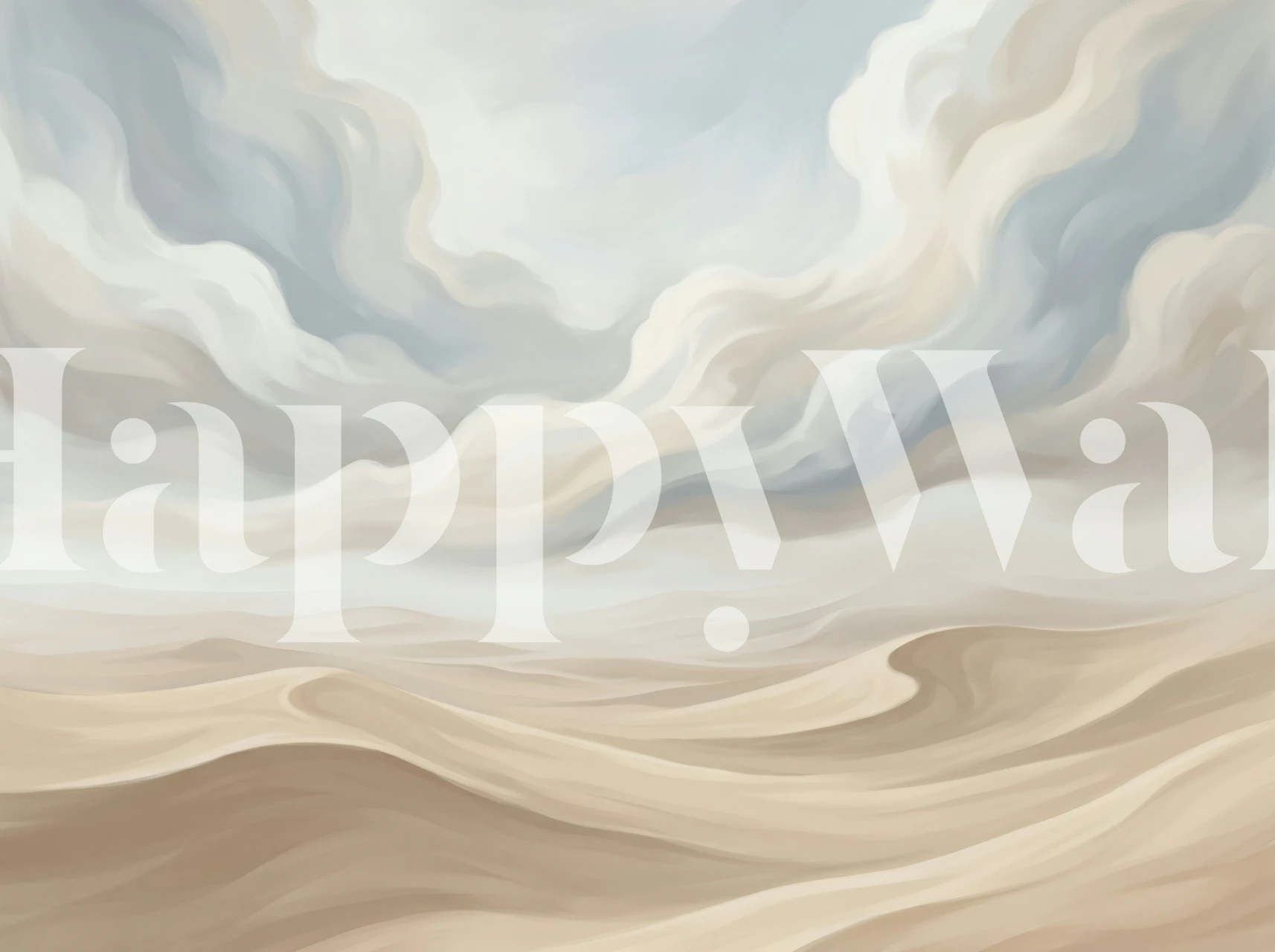 Soft desert dunes and cloud sky wallpaper in a room
