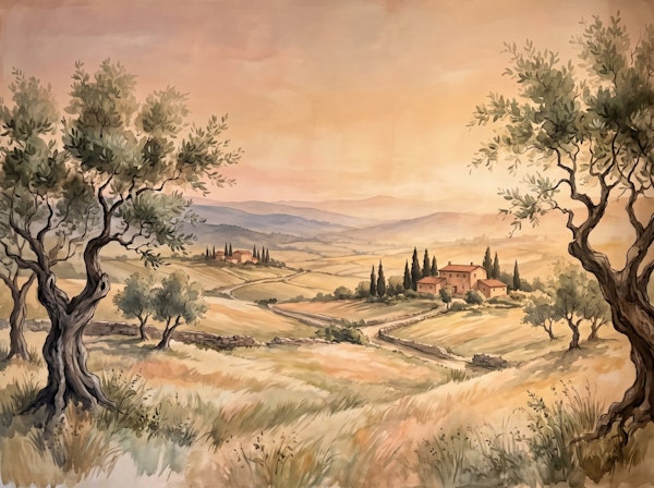 Tuscan Sunset Countryside