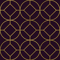 Art Deco Gold Circles Plum Noir papiers peint