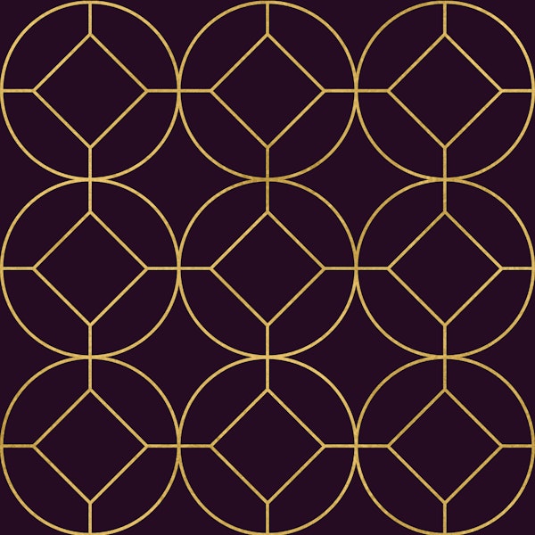 Art Deco Gold Circles Plum Noir