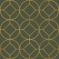 Art Deco Olive Green Gold Circles papiers peint