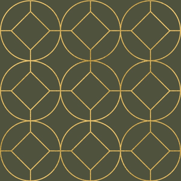 Art Deco Olive Green Gold Circles