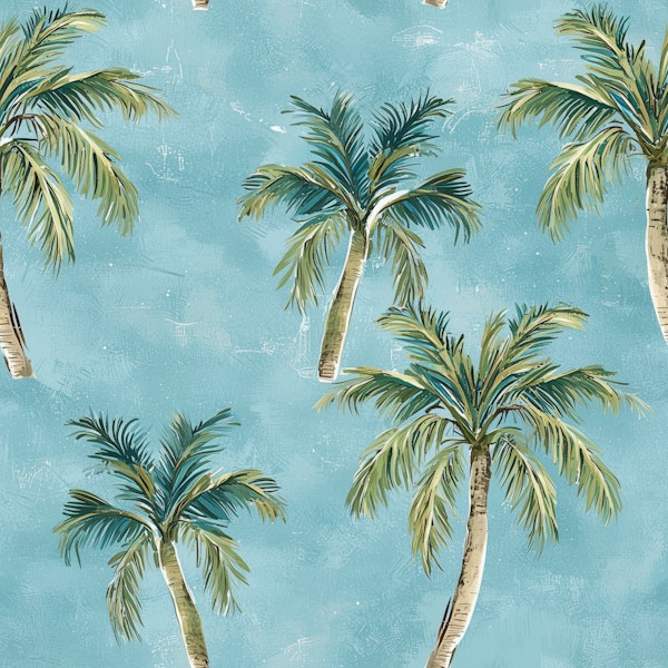 Tropical Palms Vintage Blue Pattern