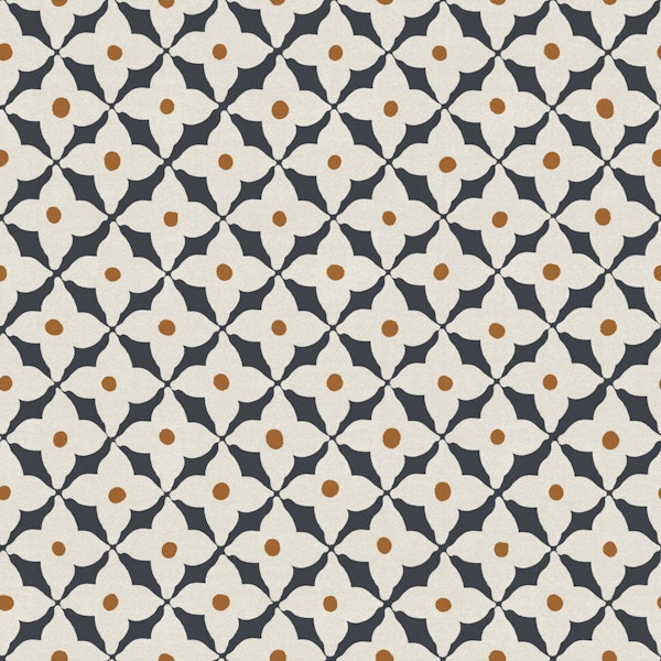 Mid Century Navy Floral Tile