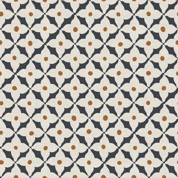 Mid Century Navy Floral Tile
