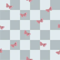 Pink Butterflies Checkered Gray tapetit