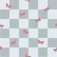 Pink Butterflies Checkered Gray