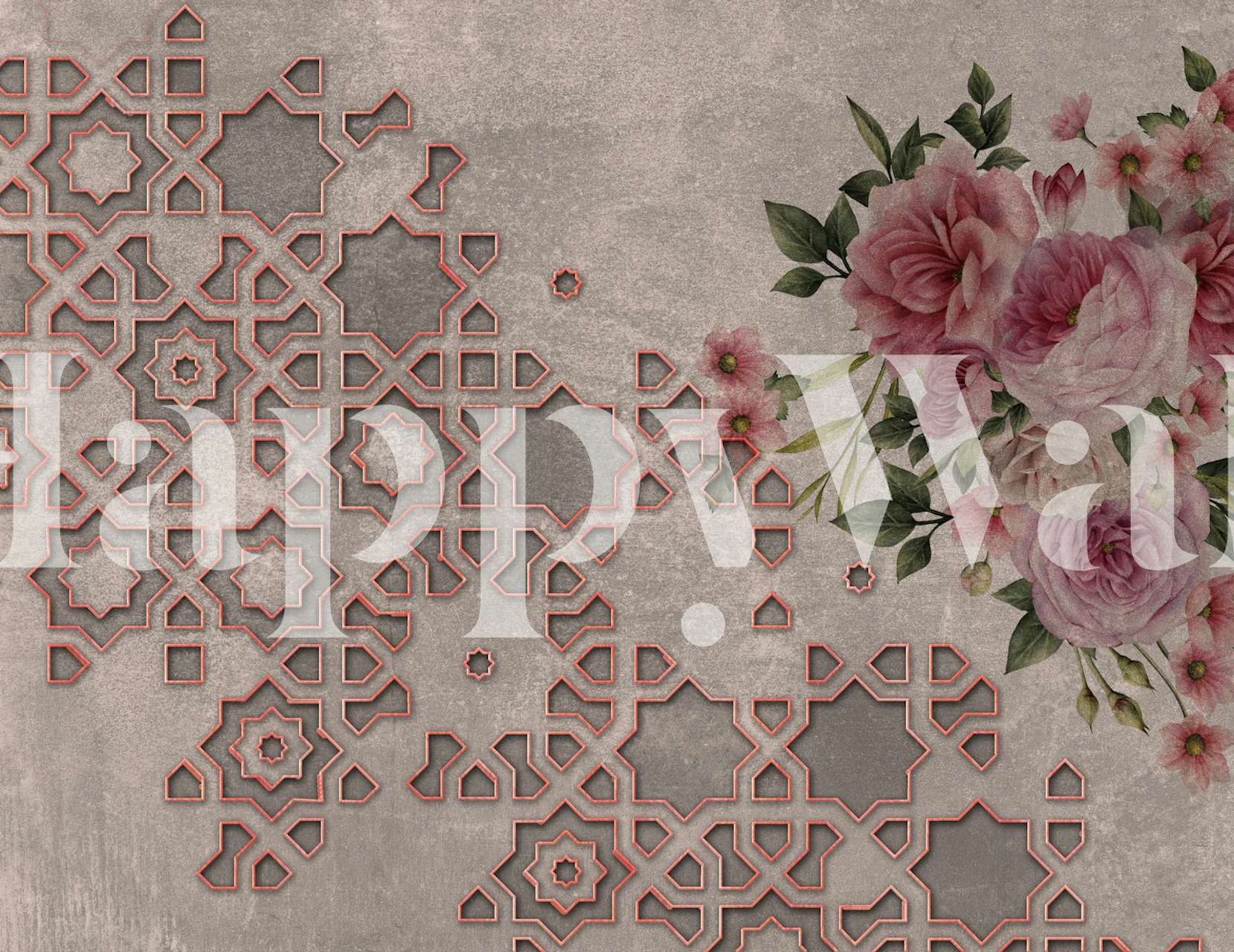 Rose Bouquet Moroccan Geometry tapete