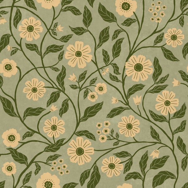 Wildflower Vine - Beige and Green