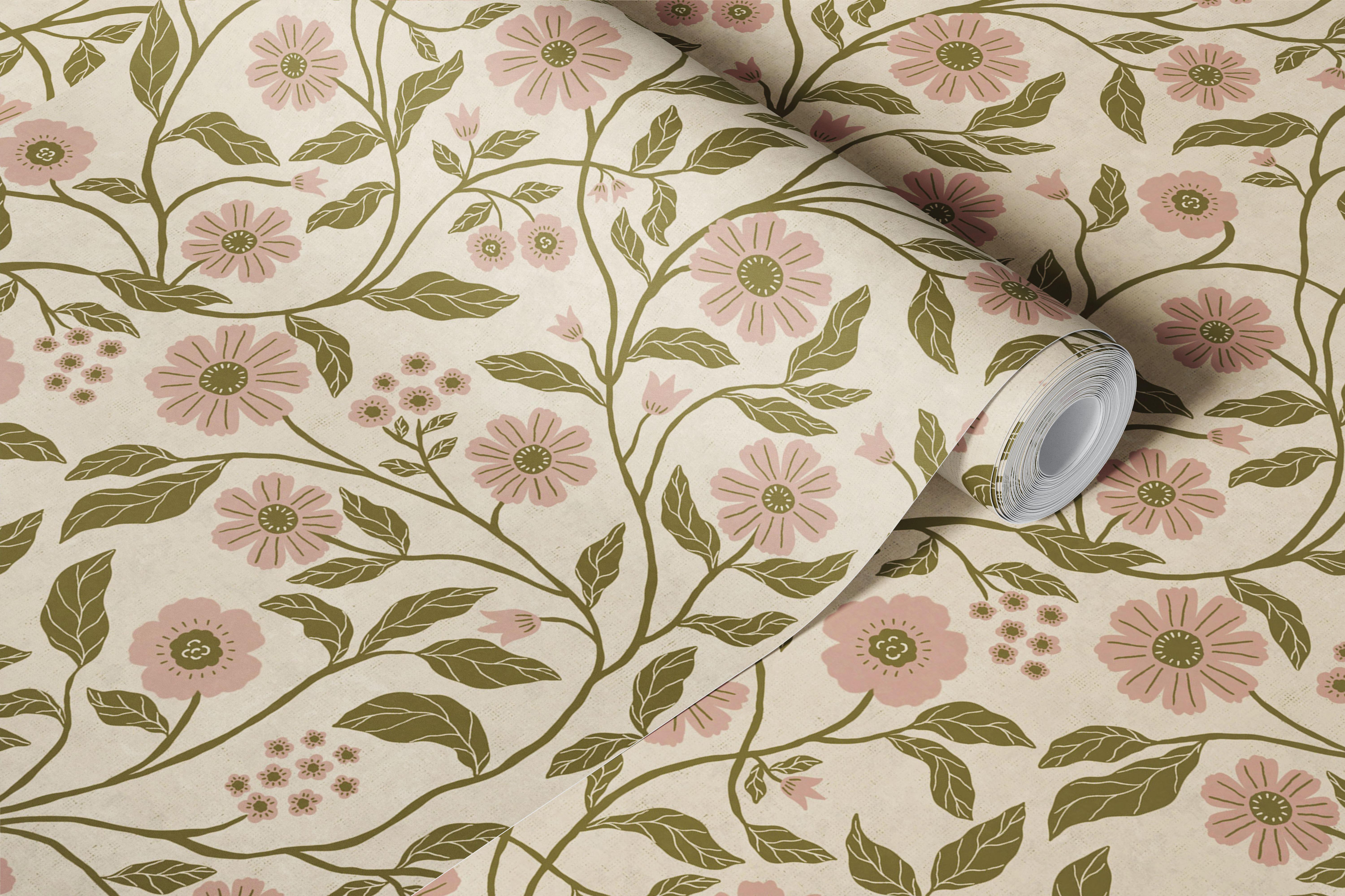 Wildflower Vine wallpaper in a room setting